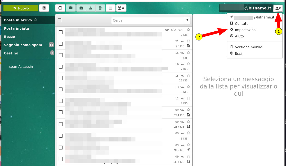 Webmail bitName impostazioni