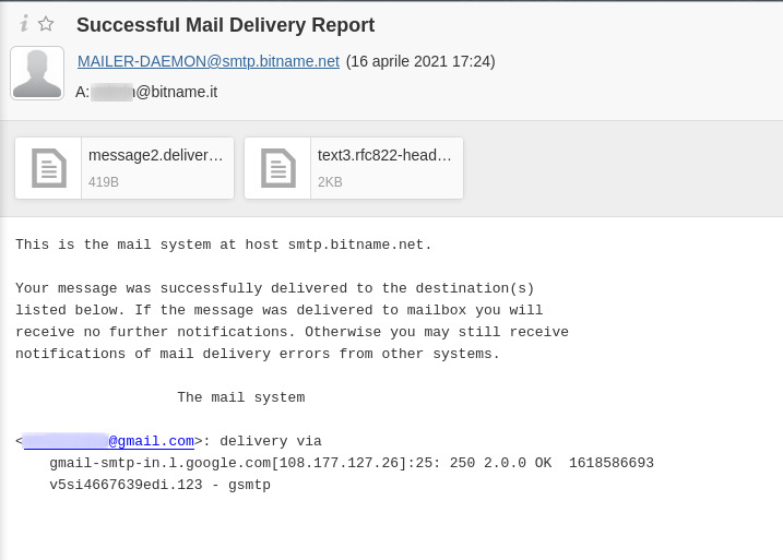 Successful Mail Delivery Report