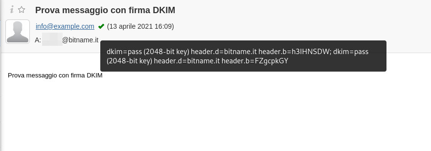 Verifica Firma DKIM Webmail