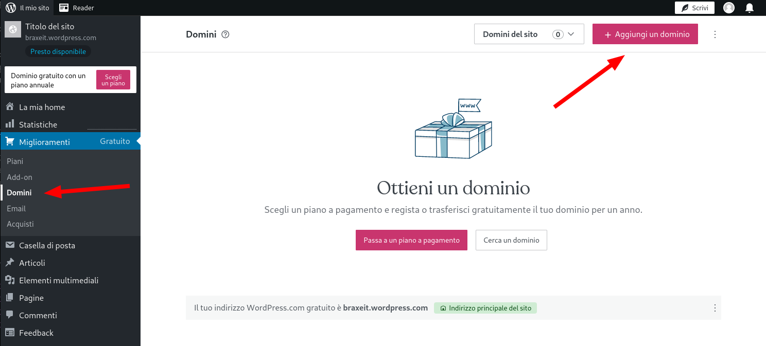 Aggiungi dominio a sito Wordpress