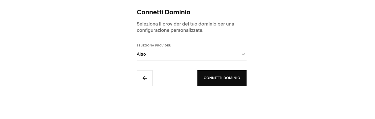 Altro provider dominio Squarespace